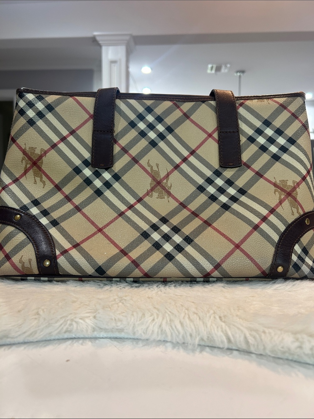 Burberry Tote Bag with Brown Trim - Picture 4 of 16